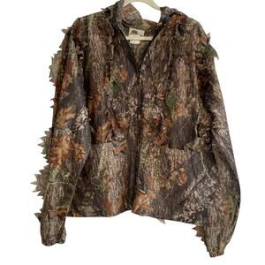Underbrush Mossy Oak Break Up Camo Hooded Ghillie 3D Hunter Jacket Size Medium